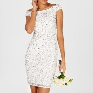 Adrianna Papell white sequin off shoulder dress